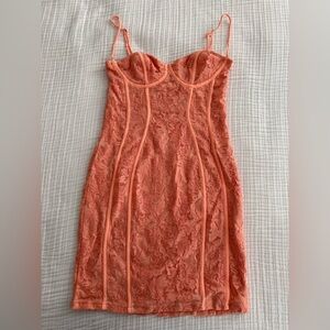 Angel Biba Peach Lace Mini Dress